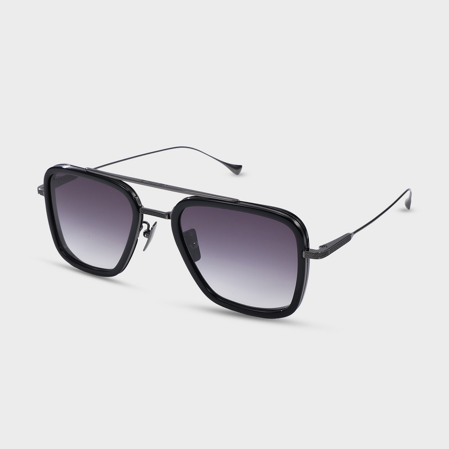 NETRAZ NZ3001 Horizon Obsidian Square Aviator Gunmetal Titanium Sunglasses With Black Frame And Smoke Grey Gradient Lens Angle View