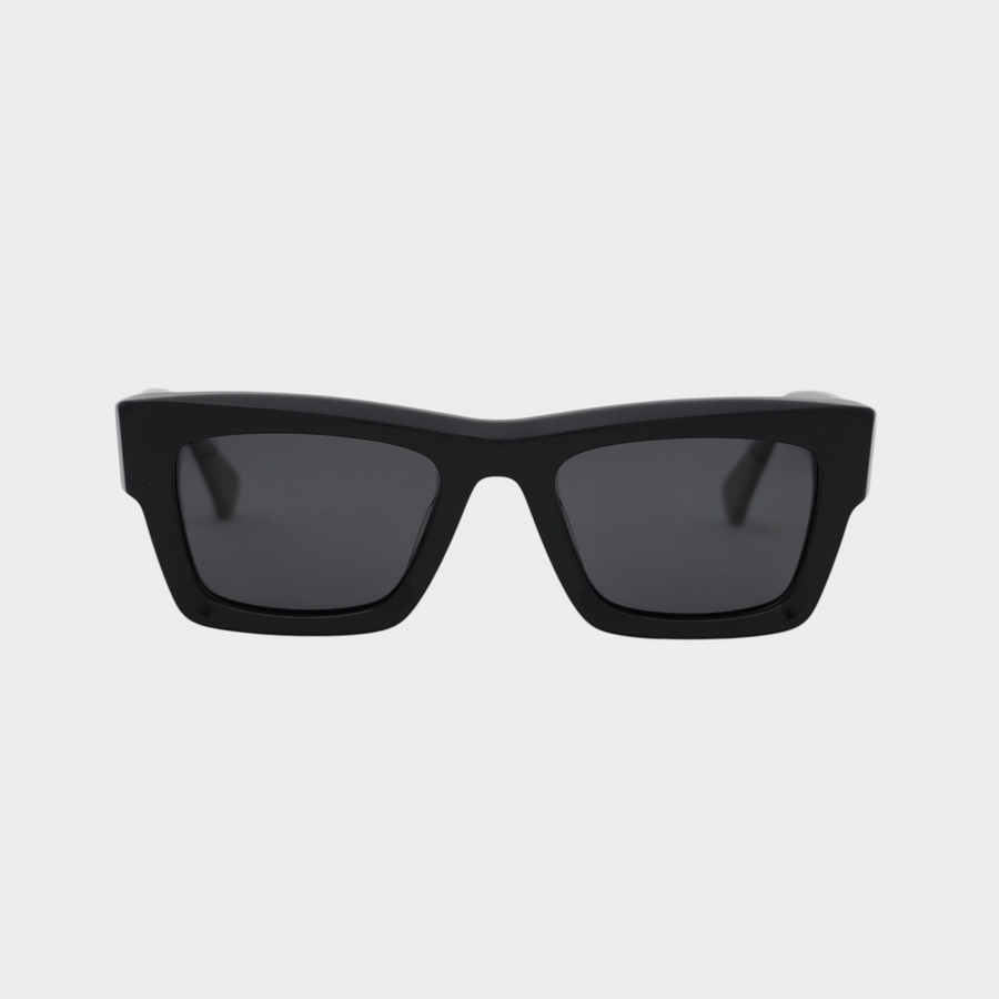 NETRAZ NZ3384 Italian Acetate Frame Square Sunglasses With Black Frame And Black Lens Front View
