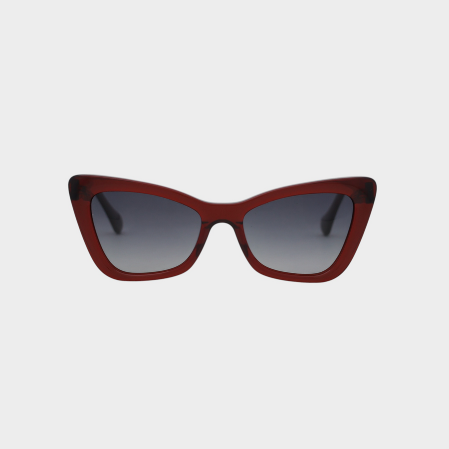 NETRAZ NZ4228 Red Cat Eye Sunglasses With Red Frame And Black Gradient Lens Front View