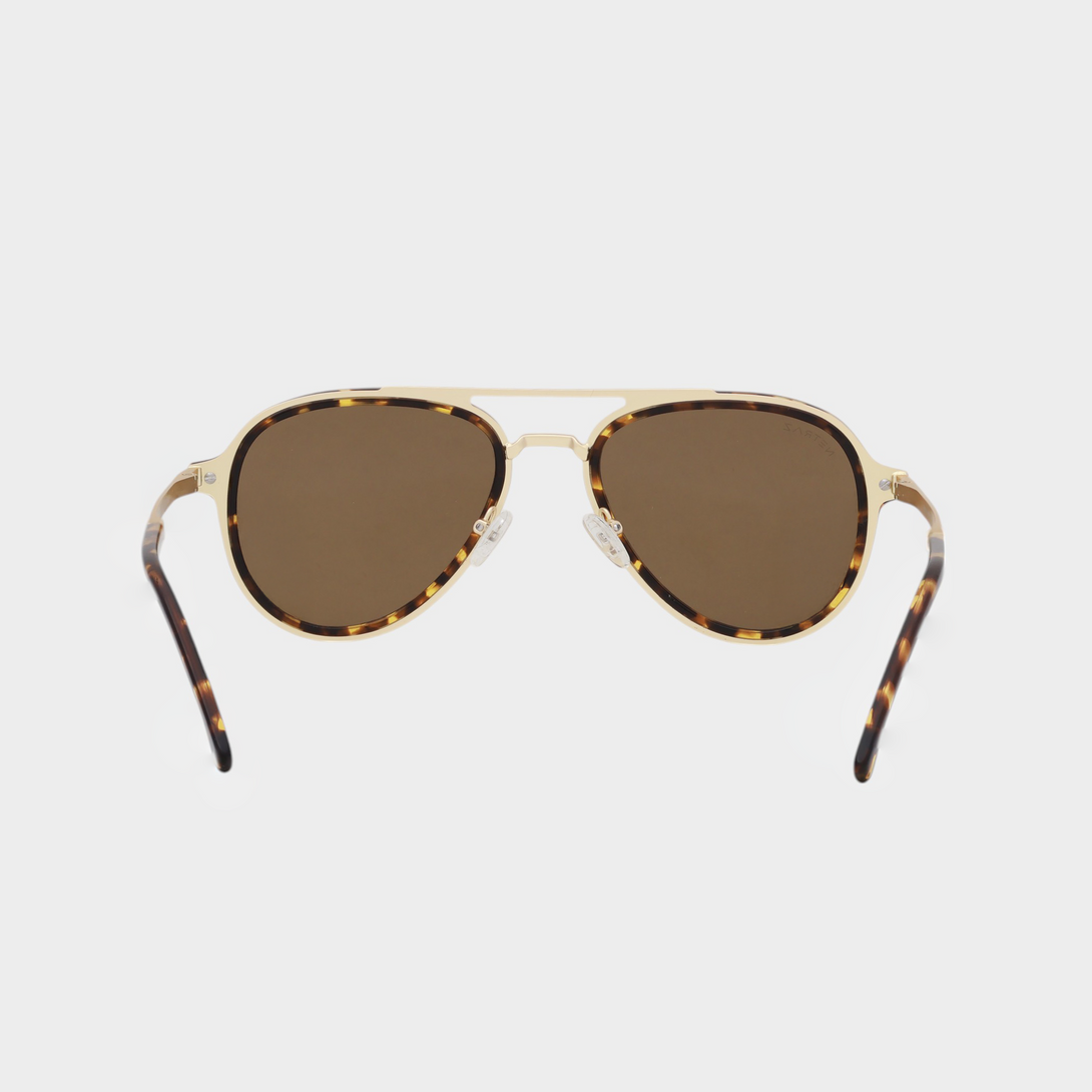 NETRAZ NZ1049 Aviator Brown Tortoiseshell Sunglasses With Pilot Gold And Tortoiseshell Frame And Brown Lens Back View