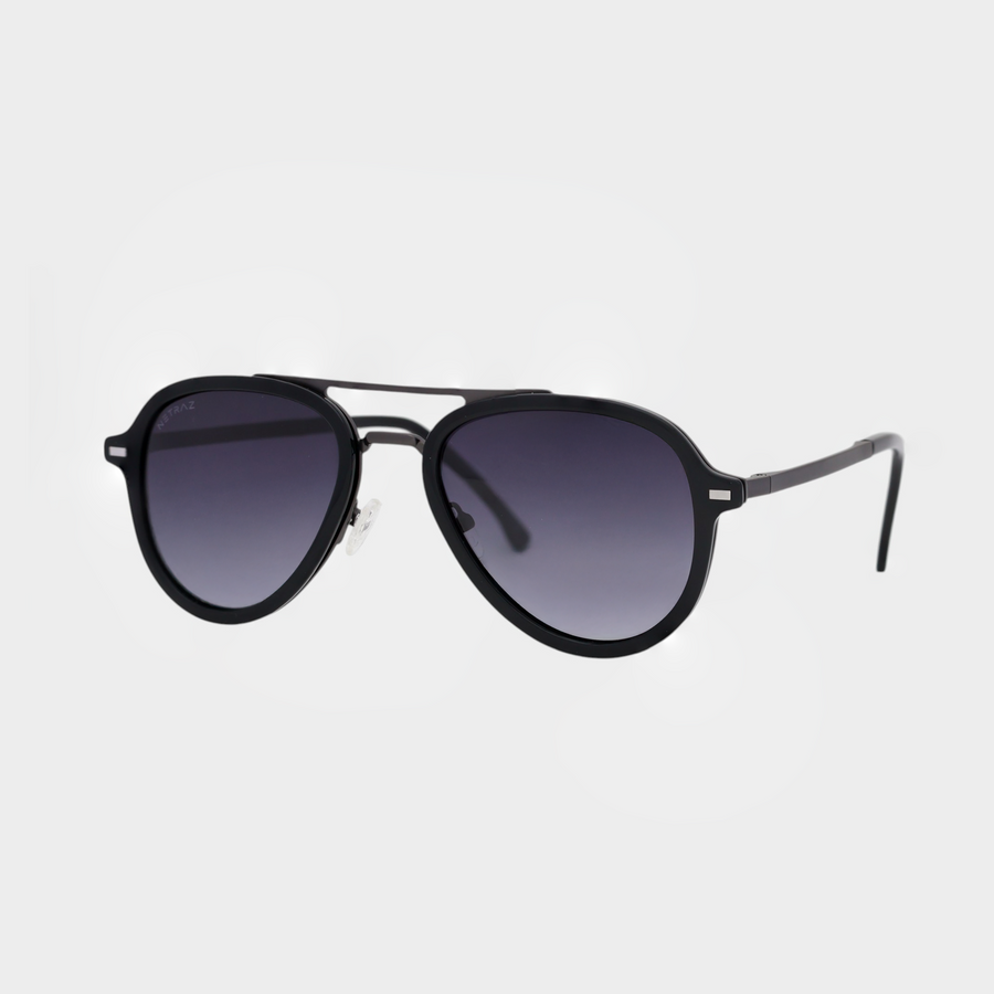 NETRAZ NZ1049 Aviator Midnight Gradient Sunglasses With Pilot Grey And Black Frame And Midnight Lens Angle View