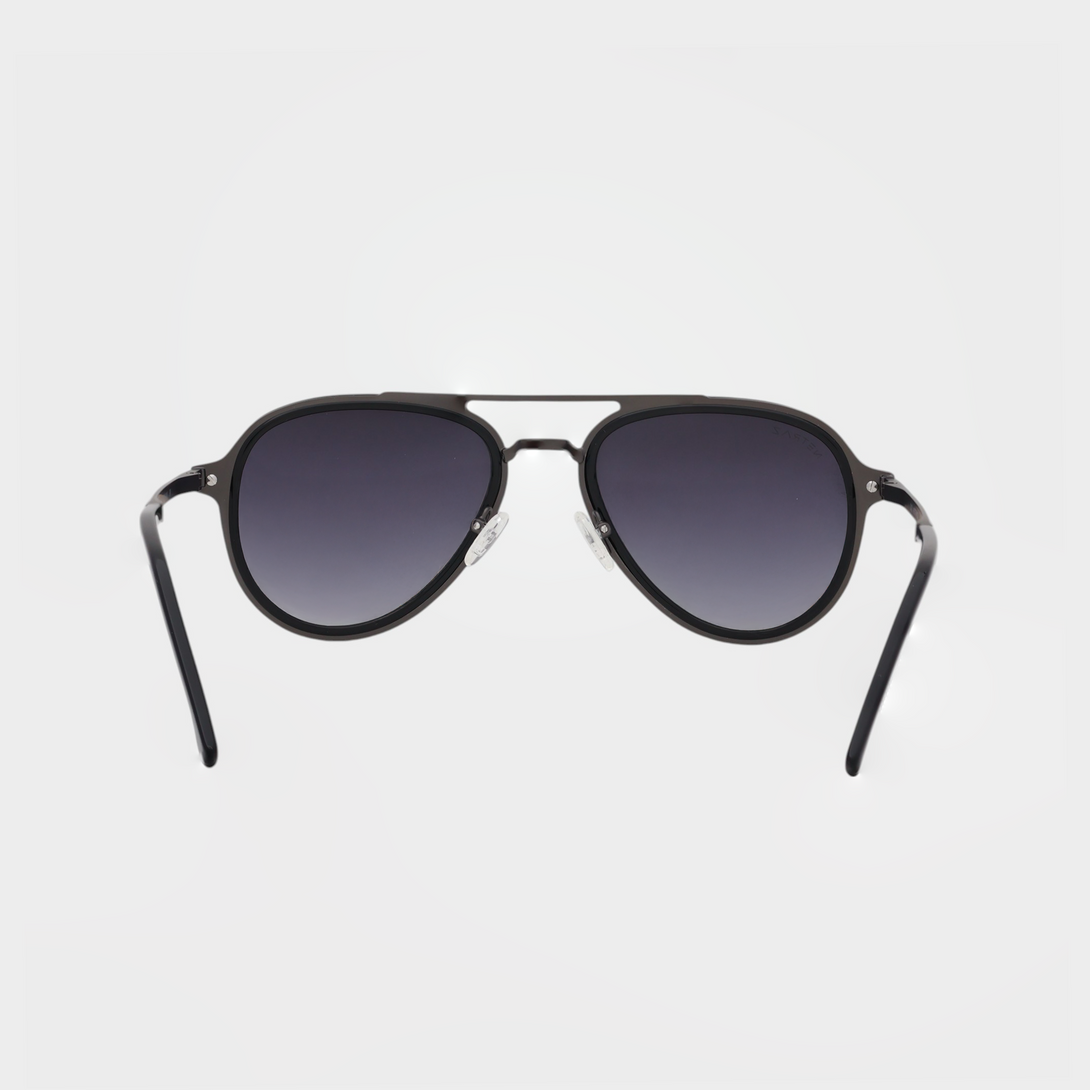 NETRAZ NZ1049 Aviator Midnight Gradient Sunglasses With Pilot Grey And Black Frame And Midnight Lens Back View