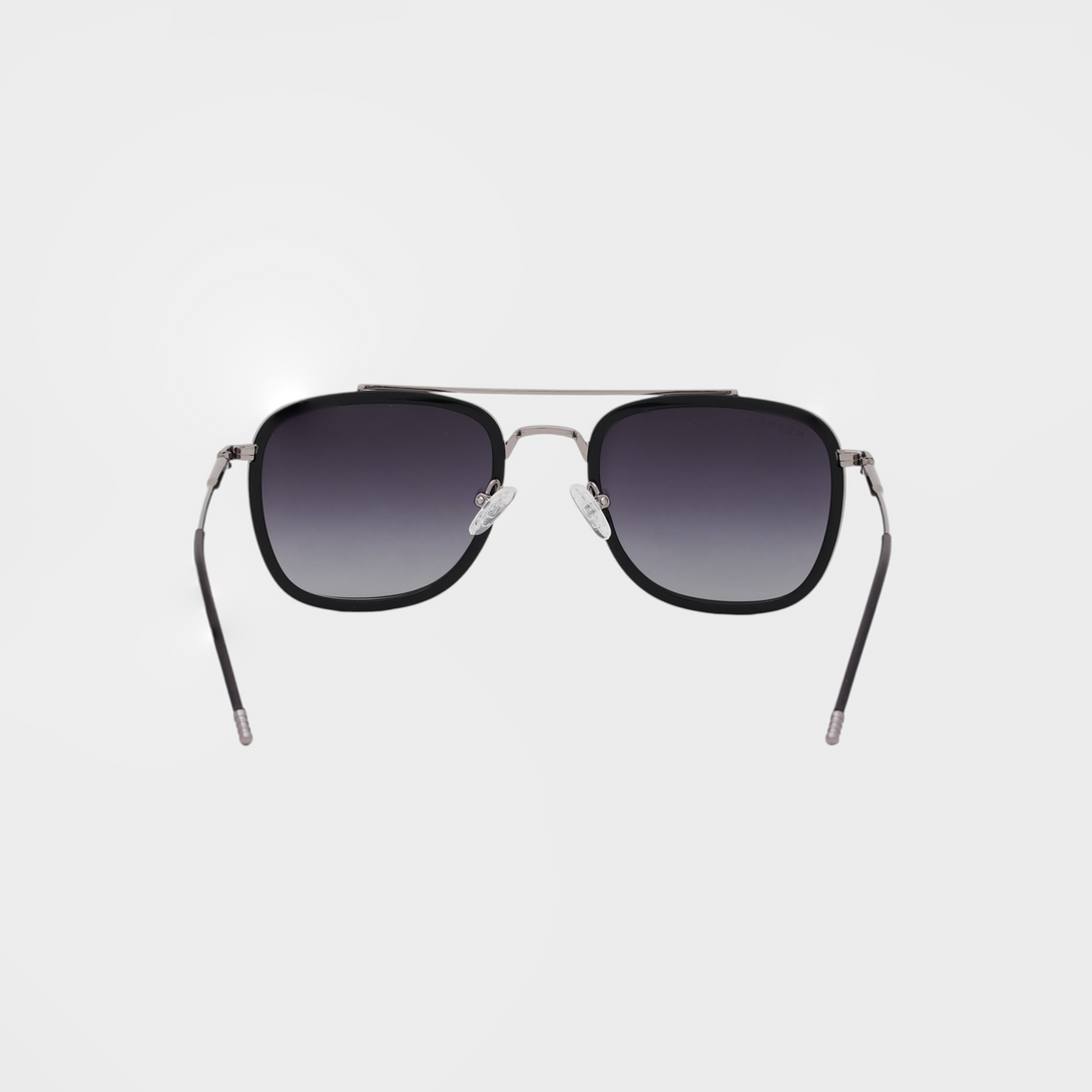 NETRAZ NZ3049 Square Aviator Sunglasses With Silver And Black Frame And Midnight Gradient Lens Back View