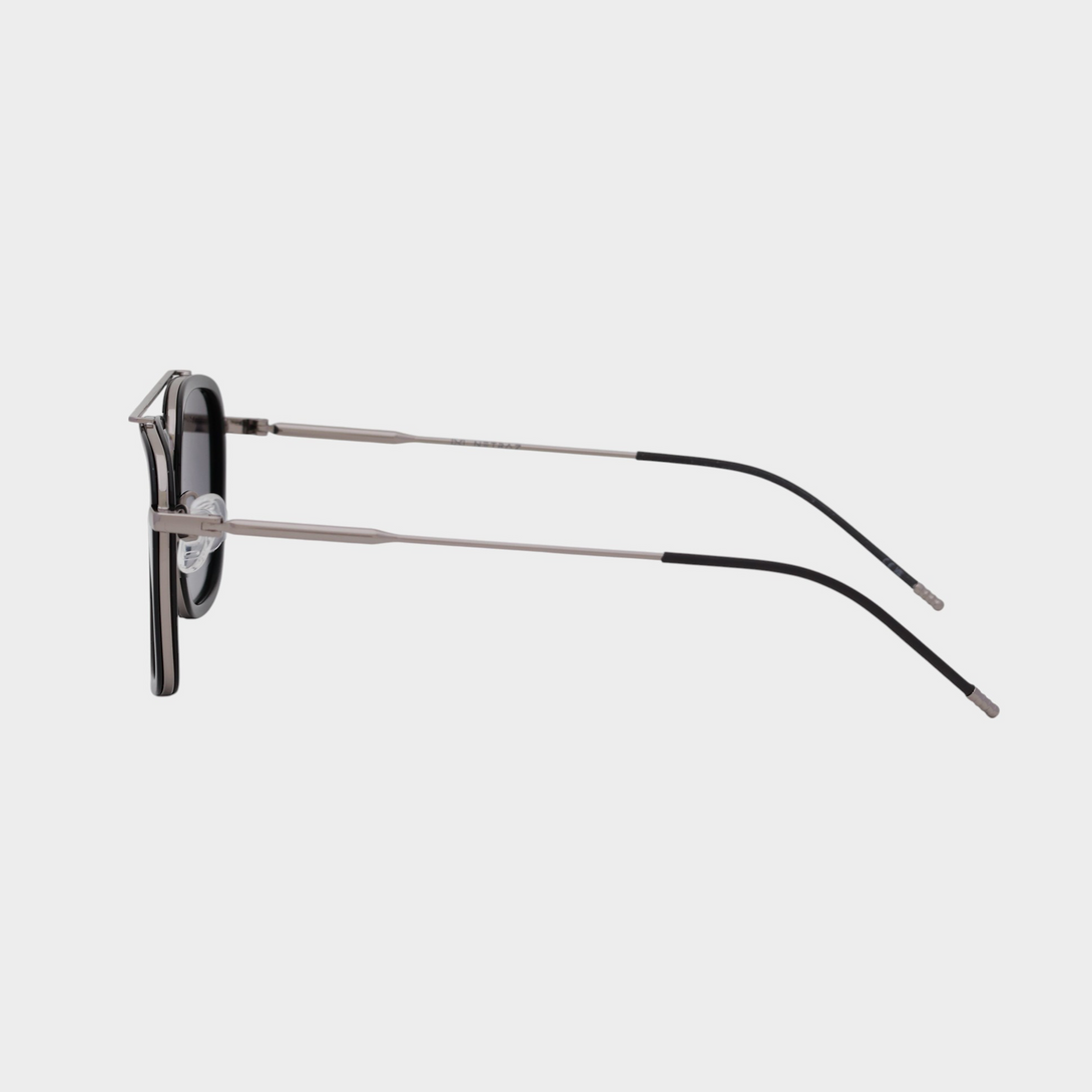 NETRAZ NZ3049 Square Aviator Sunglasses With Silver And Black Frame And Midnight Gradient Lens Side View