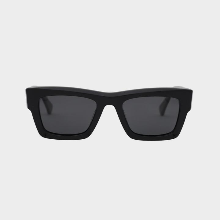 NETRAZ NZ3384 Italian Acetate Frame Square Sunglasses With Black Frame And Black Lens Front View