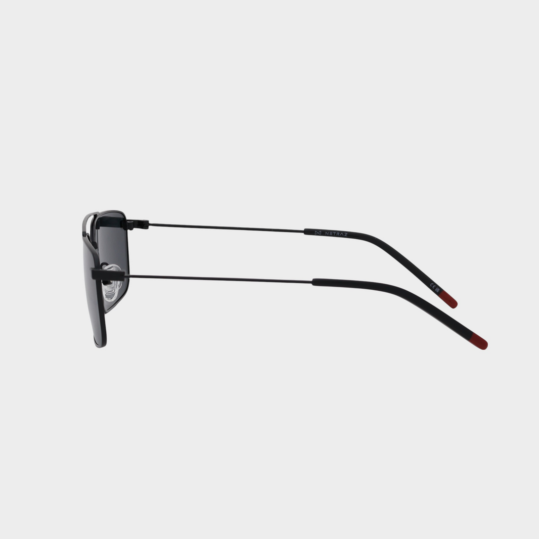 NETRAZ NZ3518 Black Rectangle Sunglasses With Black Frame And Black Lens Side View