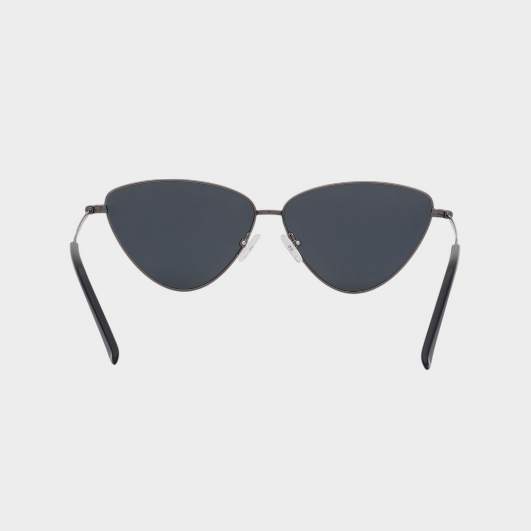 NETRAZ NZ4093 Black Triangle Cat Eye Sunglasses With Grey Frame And Black Lens Back View