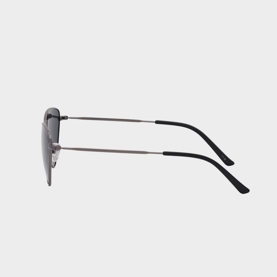 NETRAZ NZ4093 Black Triangle Cat Eye Sunglasses With Grey Frame And Black Lens Side View