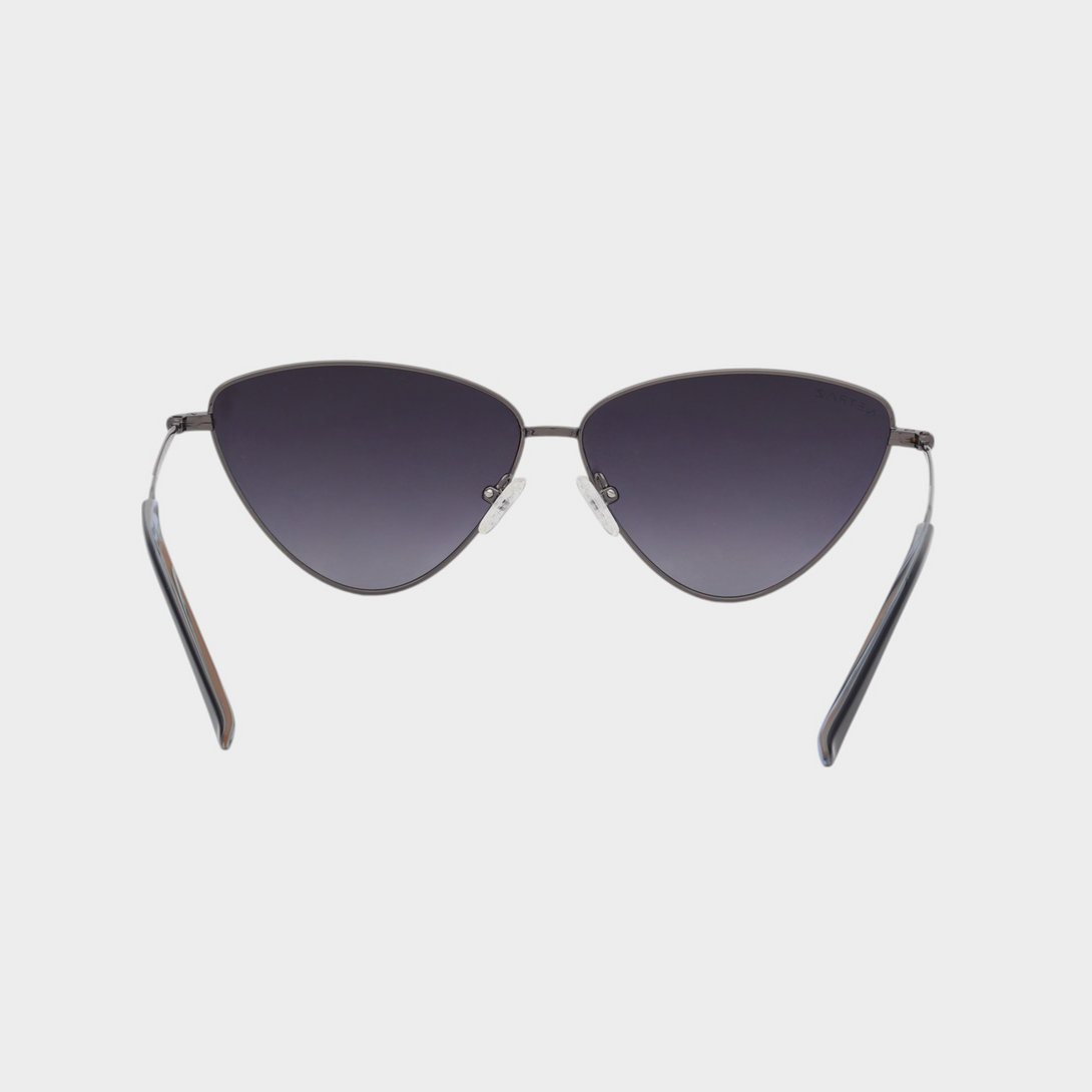 NETRAZ NZ4093 Midnight Gradient Triangle Cat Eye Sunglasses With Grey Frame And Midnight Gradient Lens Back View