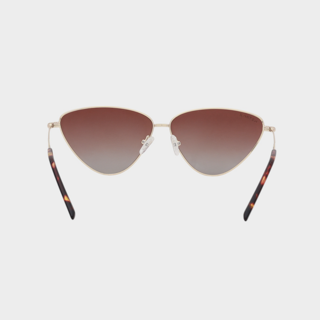 NETRAZ NZ4093 Red Triangle Cat Eye Sunglasses With Gold Frame And Red Lens Back View