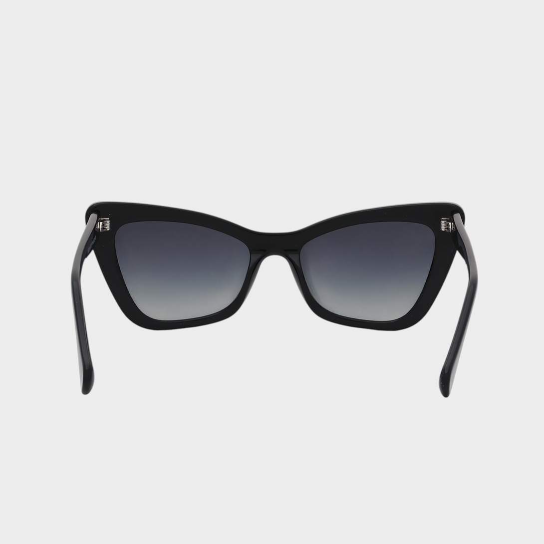 NETRAZ NZ4228 Black Cat Eye Sunglasses With Black Frame And Black Gradient Lens Back View