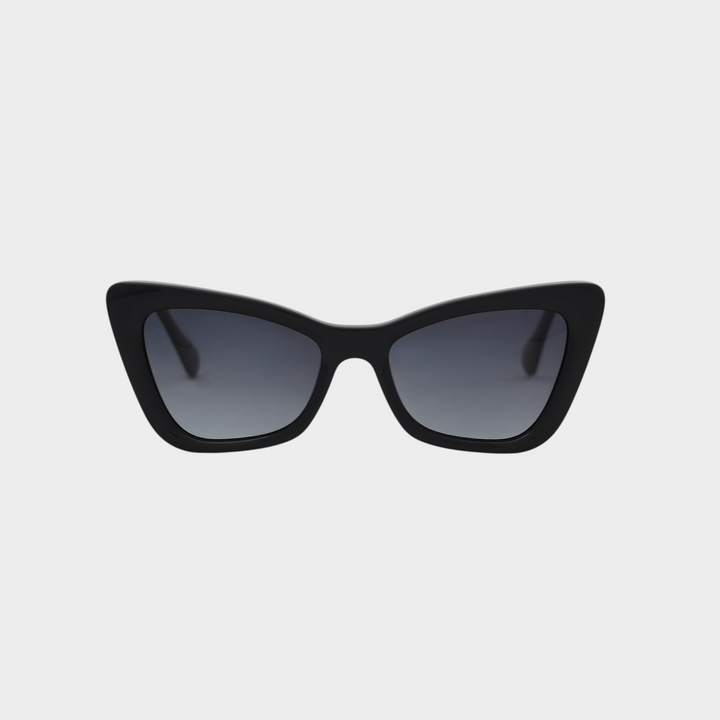 NETRAZ NZ4228 Black Cat Eye Sunglasses With Black Frame And Black Gradient Lens Front View